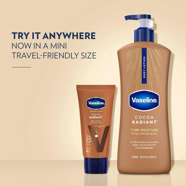 Vaseline Intensive Care Body Lotion Cocoa Radiant for Dry Skin Lotion Made with Ultra-Hydrating Lipids and Pure Cocoa Butter for a Long-Lasting,