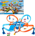 Hot Wheels Track Set with 1:64 Scale Toy Car, 4 Intersections for Crashing, Powered by a Motorized Booster, Criss-Cross Crash Track (Amazon