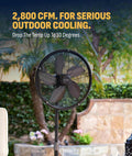 Newair Outdoor Patio Misting Fan | 2-In-1 Outdoor Deck & Mister Fan | 5 Gentle Mist Nozzles | outside Cooling Fan with 600 Square Foot Effective