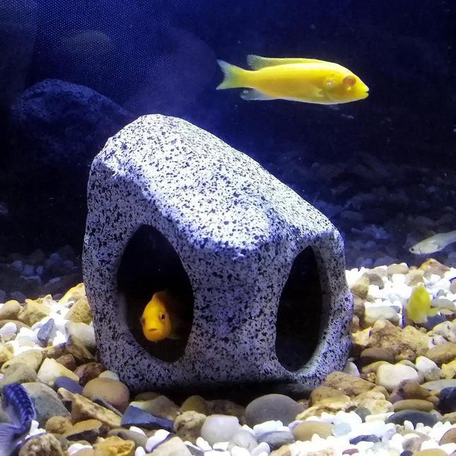 Aquarium Hideaway Rock Cave for Aquatic Pets to Breed, Play and Rest, Safe and Non-Toxic Ceramic Fish Tank Ornaments, De