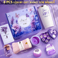 YFONG Spa Gifts for Women, Birthday Gifts for Women, Self Care Get Well Soon Gifts Basket for Mom, Wife, Girlfriend, Sister, Purple Gift Set for