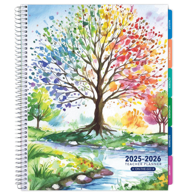 Aug 2025-Jul 2026 Lite Teacher Lesson Planner Notebook 8.5X11 Daily Weekly Monthly Organizers - Includes 7 Periods, Date