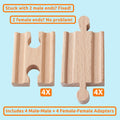 Wooden Train Tracks 68 Piece Expansion Pack Accessories with Arched Bridge, Engine Barge, Dock, Stop & Go Checkpoint, Signal Pole, Cross Track