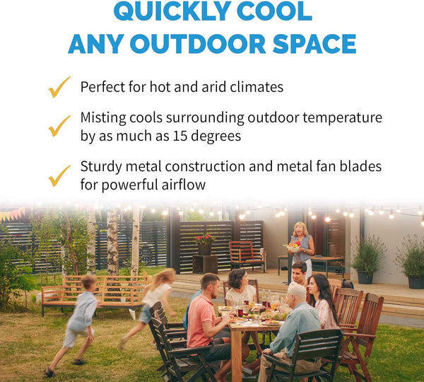 Newair Outdoor Patio Misting Fan | 2-In-1 Outdoor Deck & Mister Fan | 5 Gentle Mist Nozzles | outside Cooling Fan with 600 Square Foot Effective