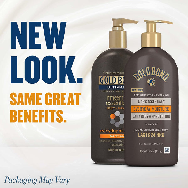 Gold Bond Men's Essentials Everyday Moisture Body & Hand Lotion, 14.5 oz 14.5 Fl Oz (Pack of 1)