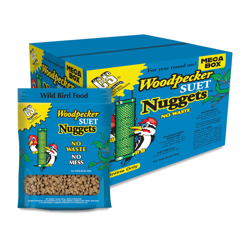 C&S Wild Bird Woodpecker Suet Nuggets Mega Box, 8 Pounds Woodpecker 8 Pound (Pack of 1)