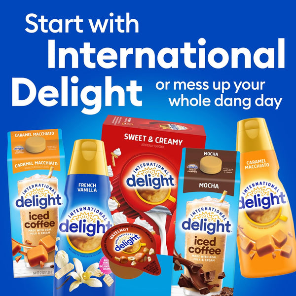International Delight Coffee Creamer Singles, Sweet & Creamy, Shelf Stable Flavored Creamer, 24 Ct, 16 FL Oz, Pre-Portioned Creamers Sweet &