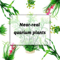 Fish Tank Accessories Aquarium Decorations Plants, 9Pcs Green Fish Tank Decorations Plants and Cave Rock Decoration Decor Set, Aquarium Decor