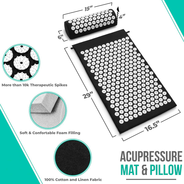 Sivan Back and Neck Pain Relief Acupressure Mat and Pillow Set, Chronic Back Pain Treatment - Relieves Your Stress of Lower Upper Back and Sciatic