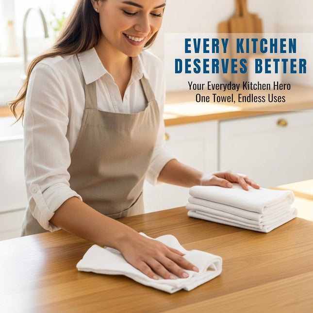 WHITEWRAP Flour Sack Towels 18X28 â 100% Cotton (Pack of 3), Reusable Kitchen Tea Towels for Baking, Crafts, Embroider