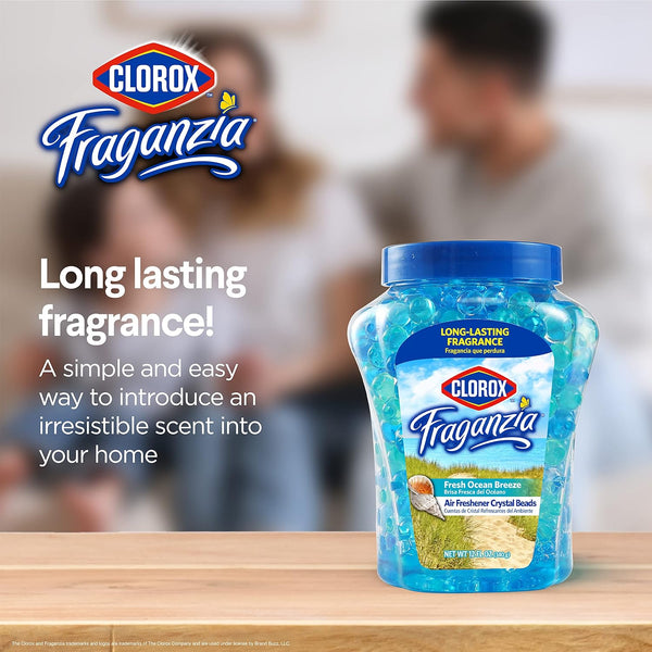 Clorox Fraganzia Crystal Beads Air Freshener, Long Lasting Room Deodorizer and Odor Eliminator Gel Beads to Freshen Home, Car, or Office, Fresh