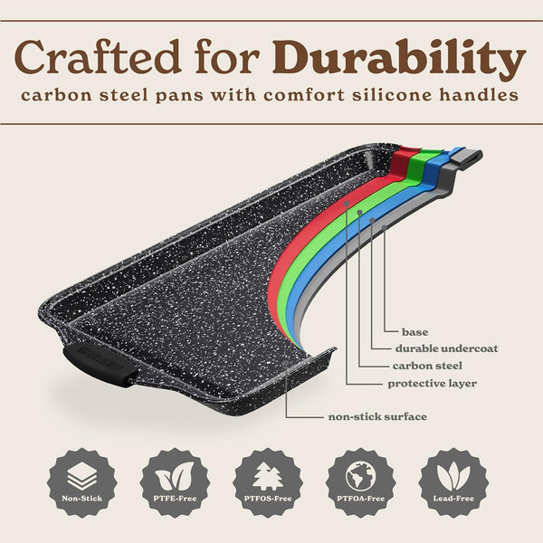 Country Kitchen Nonstick Stackable Bakeware Set - Durable, Easy Release Baking Set, Black, 10 Pcs Black - 10 Pcs