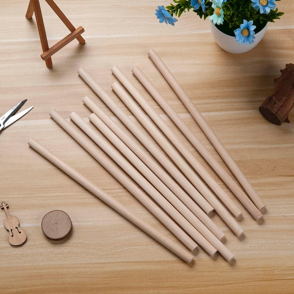 Wooden Dowel Rods Wood Dowels, 10PCS 1/2 x 12 Round Wooden Sticks for Crafts, Macrame Dowels, Unfinished Hardwood Sticks for Crafting, Arts and