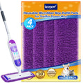 KEEPOW Reusable Microfiber Mop Pads Compatible with Swiffer Powermop 4 Pack, Power Mop Pads Refills for 13 ''-15 '' Spray Mop, Machine Washable