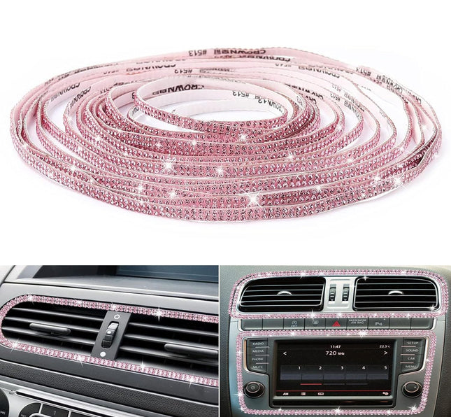 Bling Car Trim Self-Adhesive 16.4Ft, Rhinestone Car Accessories for Women, Car B