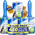 Petlovers Extra Sticky Lint Roller Mega Value Set 450 Sheets for Pet Hair Removal and Clothes, Dog and Cat Lint Remover 5 Pack