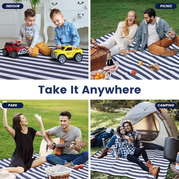 Sapsisel 80”X 80” Picnic Blanket Extra Large, Waterproof and Foldable Beach Blanket, 3-Layer Outdoor Blanket for 6 to 8 Adults, for Camping, Park,