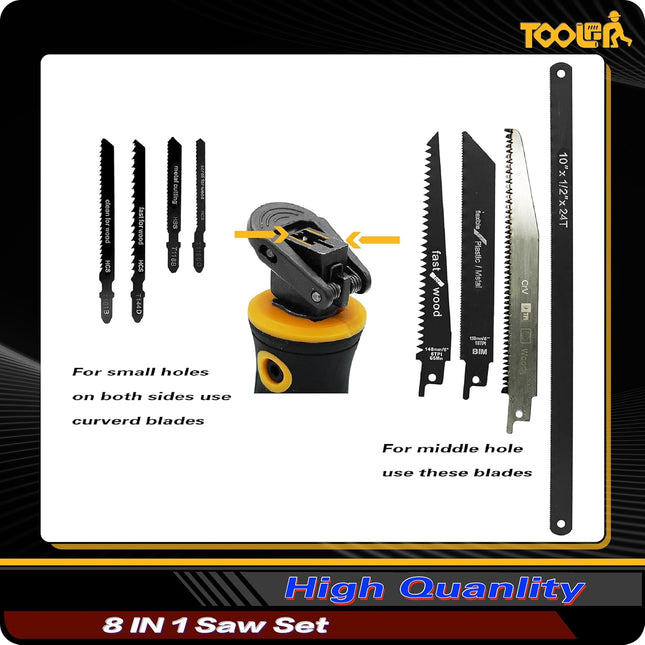 8-In-1 Multi Blades Hand Saw, Drywall Cutter. Hacksaw. Long Blade Hand Saw, Jab Saw, for Cutting Drywall, Sheetrock, Woo