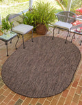 Unique Loom Outdoor Solid Collection Area Rug (3' 3" X 5' 3" Oval Light Brown/Ivory)