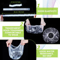 Retisee 140 Pcs Disposable Shower Caps Bulk 18.2 Plastic Clear Hair Caps Elastic Large Thick Waterproof Bath Covers for Women Hair Care Cleaning