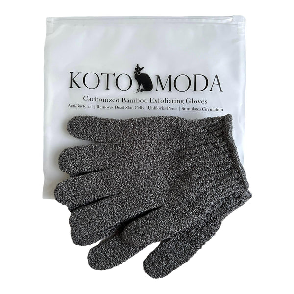 Sphynx Hairless Cats Carbonized Bamboo Bath Exfoliating Gloves Charcoal Bamboo Shower Body Scrub (1 Pair)