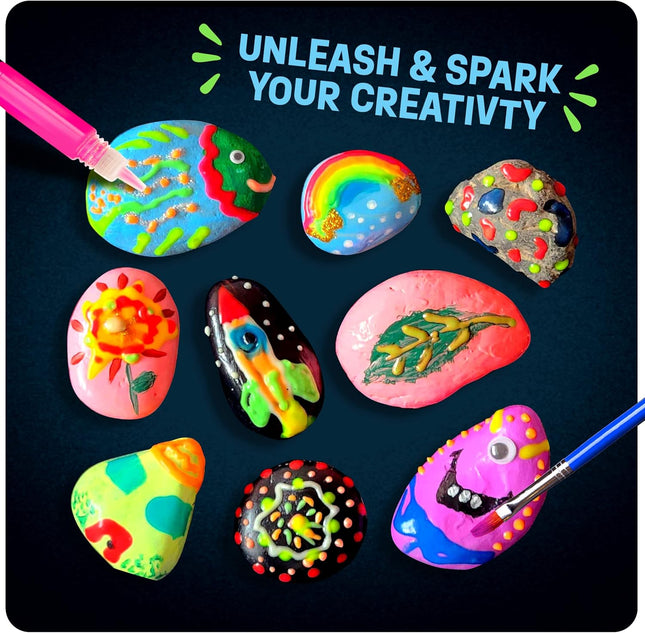 Dan&Darci Kids Rock Painting Kit - Glow in the Dark - Arts & Crafts Gifts for Bo