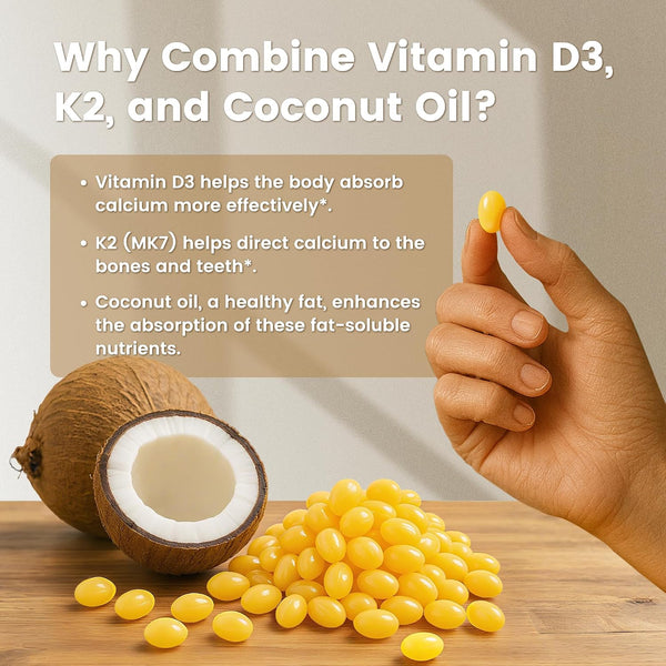 VEV Corefeel Vitamin D3 K2 10,000 IU, 200 mcg MK-7, 300 Coconut Oil Softgels, 2 in 1 Vitamins Supplement D & K (Include MK7), Easy to Swallow,