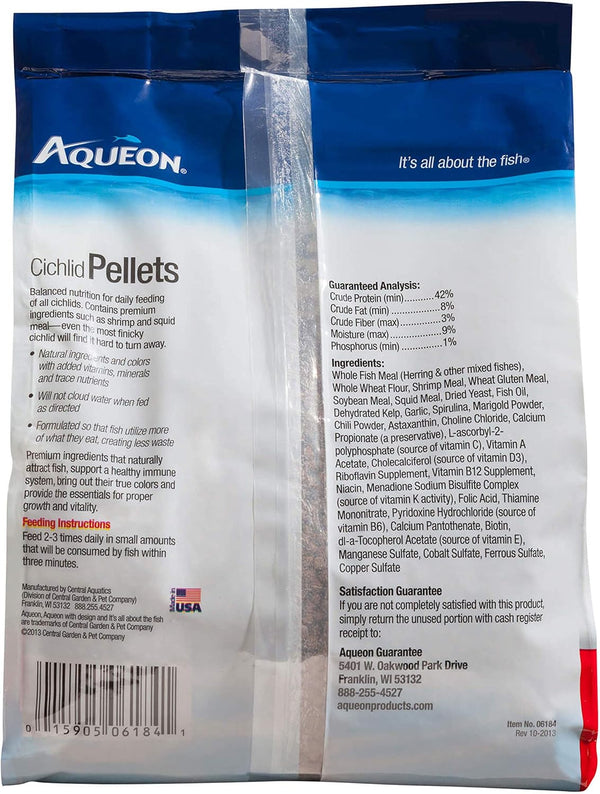 Aqueon Cichlid Slow Sinking Fish Food Pellets, Medium Size, 25 Ounce 1.56 Pound (Pack of 1) Medium 25 Ounces