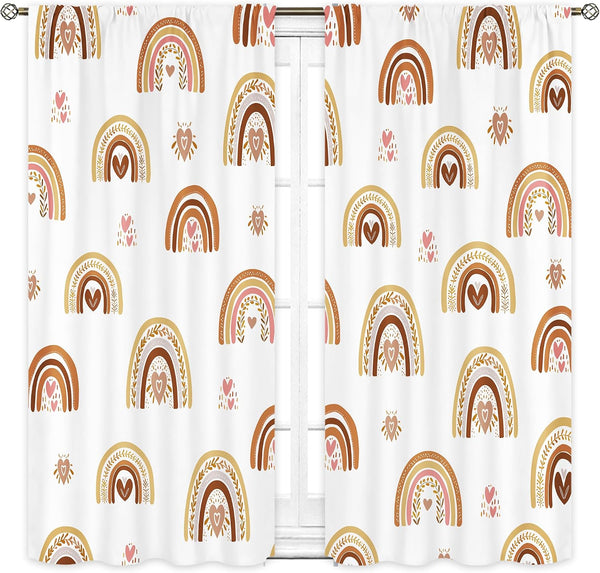 Cinbloo Kids Rainbow Curtains 42W x 63H Inch Rod Pocket Boho Cute Cartoon Colorful Stars for Girls Bedroom Decor Bohemia Love Heart Lovely