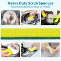 24 Pack Heavy Duty Scrub Sponges,Multi-Purpose Kitchen Sponge, Efficiently Clean The Surface Stains,Used for Clean Kitchen