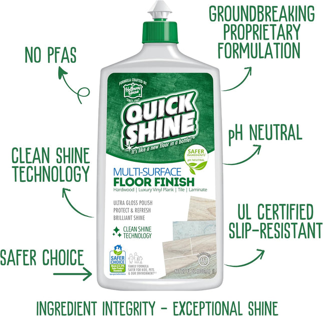 Quick Shine Multi Surface Floor Finish 27Oz, 2Pk | Cleaner & Polish to Use on Ha