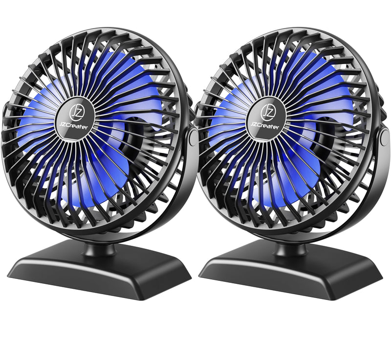 JZCreater USB Desk Fan, 2Pack USB Fan, 360 Rotation Desktop Fan with 3 Speed, Table Personal Cooling Fan, Quiet Mini Desk Fan, USB Powered, Small