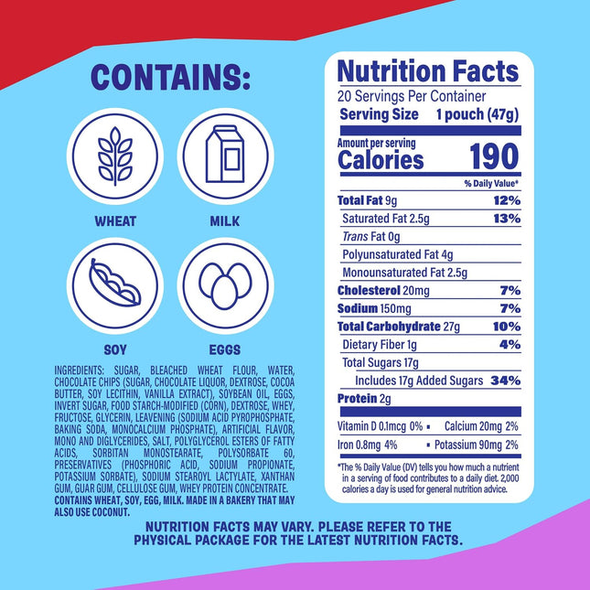 (Value Pack) Little Bites Chocolate Chip Muffins, 20 individual packs, (4 ct each), Mini Muffins, 33 oz Multipack Chocolate 132 Ounce (Pack of 20)