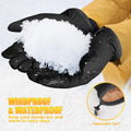 ihuan Winter Waterproof Ski Gloves Men Women, Snow Warm Cycling Cold Weather, Driving Biking Running Black Large
