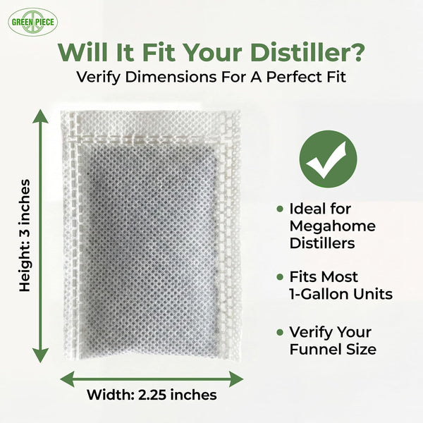 Green Piece Distiller Filters – Activated Charcoal Carbon Sachets (Made in USA) Odor & VOC Absorbing, Compatible with Megahome & Countertop Water