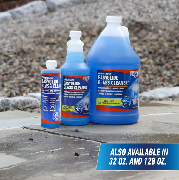Unger Professional Streak-Free Easyglide Glass Cleaner Concentrate, 32 Oz â Ammonia-Free, Makes 25 Gallons of Solution , Safe for Tinted Windows,