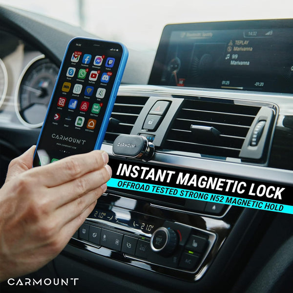 CARMOUNT F1 Dashboard Car Mount (2-Pack) | Magnetic Phone Holder for Car, Ultra Strong 8X N52 Magnets, 360° Rotation, Universal Dash Mount for All