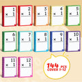 JoyCat Multiplication Flash Cards + Chart- 156 Hole Punched Math Game Flashcards for Kids Ages 8 and Up, Times Table Manipulatives for