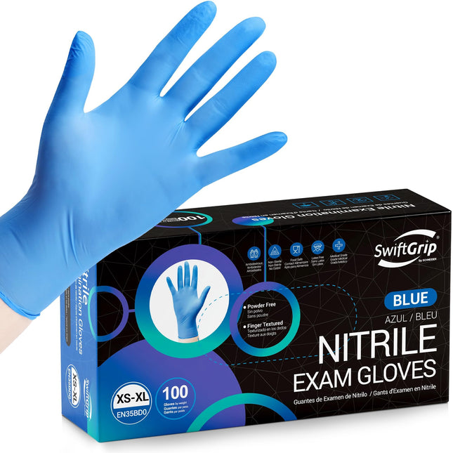 Disposable Nitrile Exam Gloves, Blue, Gloves Disposable Latex Free for Medical, 