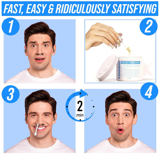 KENASHII Nose Wax Kit | 100 G Wax, 24 Applicators | Hair Removal Kit for Men and