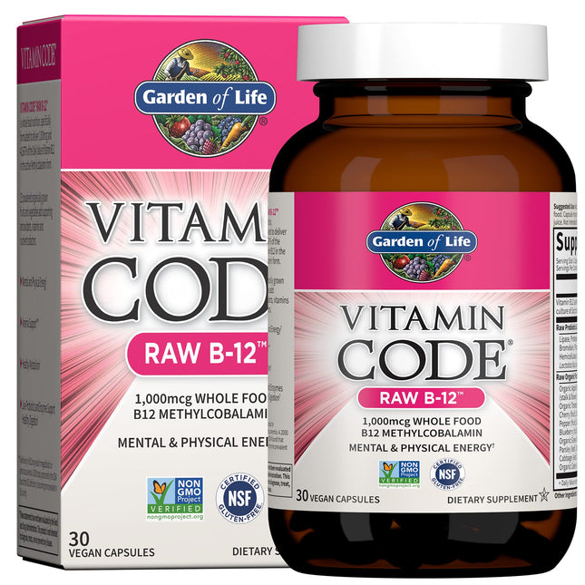 Garden of Life B12 - Vitamin Code Raw B-12 - 30 Capsules, 1,000Mcg Whole Food B1