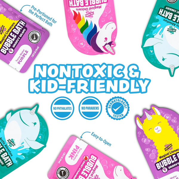 Tub WorksÂ® Magical Kids Bubble Bath, Variety 12 Pack | Creates Colorful Water & Tons of Foam Bath Bubbles | Nontoxic | Character-Themed Bubble