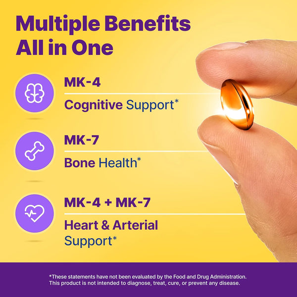 Innovixlabs Full Spectrum Vitamin K2-90 Softgels with 600 Mcg of Trans Form MK7 and MK4 - Supports General Health and Bone Strength - Soy and