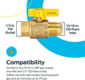 Eastman Straight Gas Brass Ball Valve, 1/2 in FIP x 15/16 in OD Flare Female, 1/4-Turn Handle, 60031 1/2-Inch FIP x 5/8-Inch OD