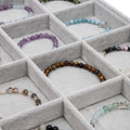 Juvale Velvet Stackable Jewelry Organizer Tray - 12-Grid Bracelet Holder & Ring Organizer - Velvet Jewelry Tray with Soft Compartments - Bracelet