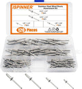 ISPINNER 120pcs 304 Stainless Steel Blind Rivets, Pop Rivets Assortment Kit