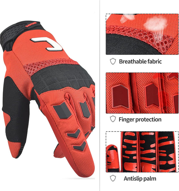 Dirt Bike & Motorbike Gloves for Men - Mountain Bike, Motocross & ATV Racing - Touch Screen, Full Finger Gloves for Cycling, BMX, MTB & MX