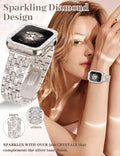 JR.DM Diamond Bands with Bling Case Women Compatible with Apple Watch 40Mm 38Mm 41Mm 44Mm 45Mm 42Mm 46Mm 49Mm Luxury Metal Bracelet Replacement