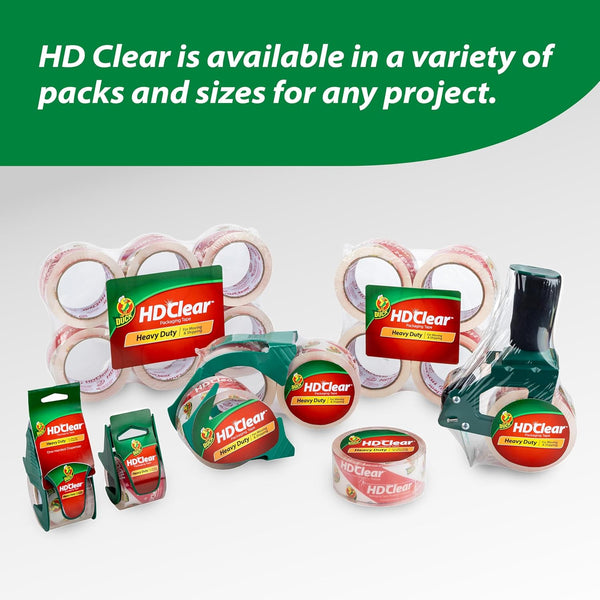 Duck HD Clear Packing Tape Refills - 6 Rolls of Heavy Duty Shipping and Moving Packing Tape - Clear Strong Packaging Tape for Boxes, Packing and