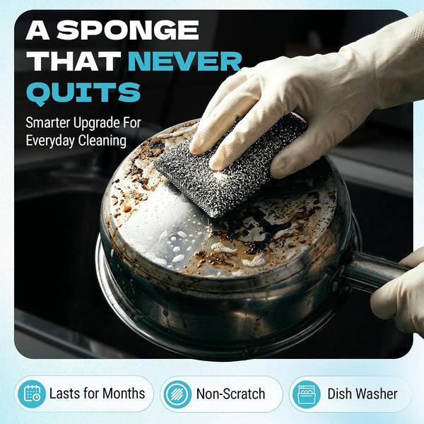 Kitchen Sponges for Dishes, Scouring Pads Non Scratch Scrubbers 6 Count (Pack of 1)